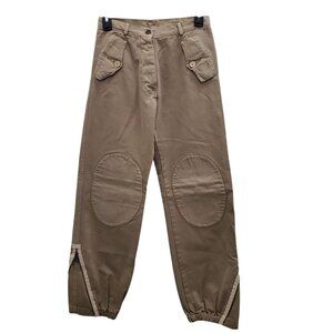 Gabiz Paris Vintage Beige Khaki Dystopian Industrial Button Fly Zip Ankle Pant 1